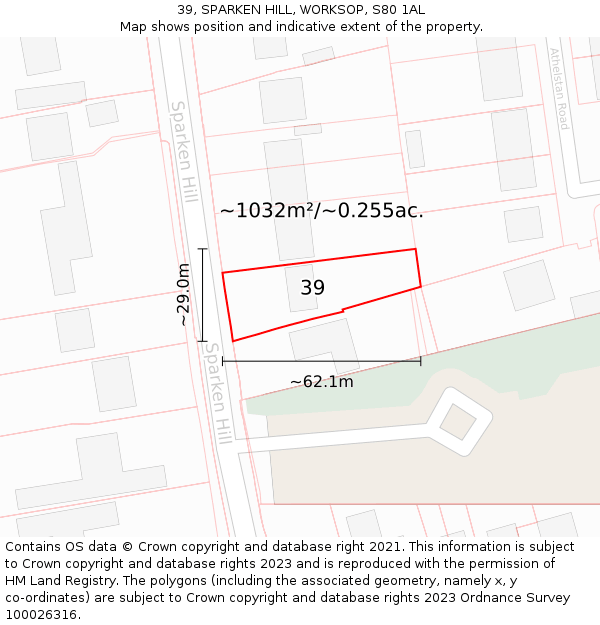 39, SPARKEN HILL, WORKSOP, S80 1AL: Plot and title map