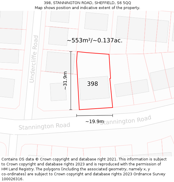 398, STANNINGTON ROAD, SHEFFIELD, S6 5QQ: Plot and title map