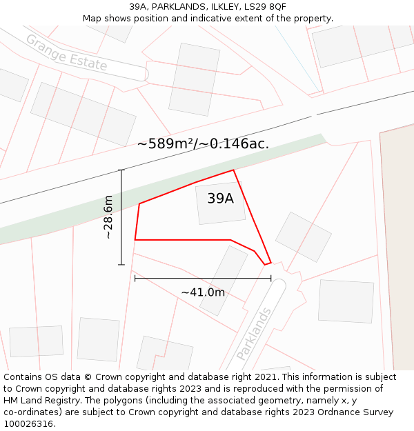 39A, PARKLANDS, ILKLEY, LS29 8QF: Plot and title map