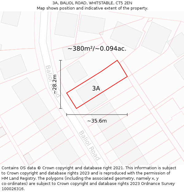 3A, BALIOL ROAD, WHITSTABLE, CT5 2EN: Plot and title map