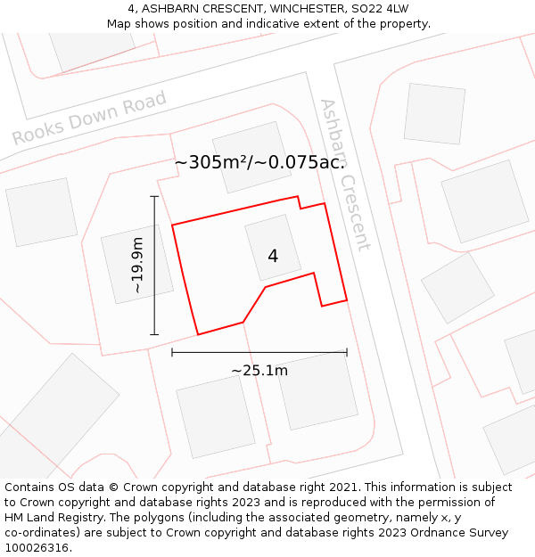 4, ASHBARN CRESCENT, WINCHESTER, SO22 4LW: Plot and title map