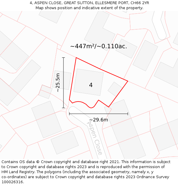4, ASPEN CLOSE, GREAT SUTTON, ELLESMERE PORT, CH66 2YR: Plot and title map