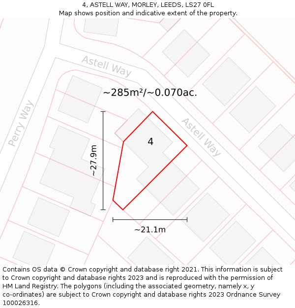 4, ASTELL WAY, MORLEY, LEEDS, LS27 0FL: Plot and title map