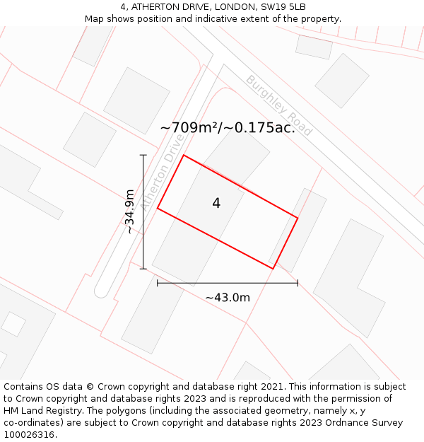 4, ATHERTON DRIVE, LONDON, SW19 5LB: Plot and title map