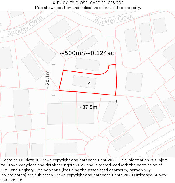 4, BUCKLEY CLOSE, CARDIFF, CF5 2DF: Plot and title map