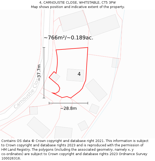 4, CARNOUSTIE CLOSE, WHITSTABLE, CT5 3PW: Plot and title map