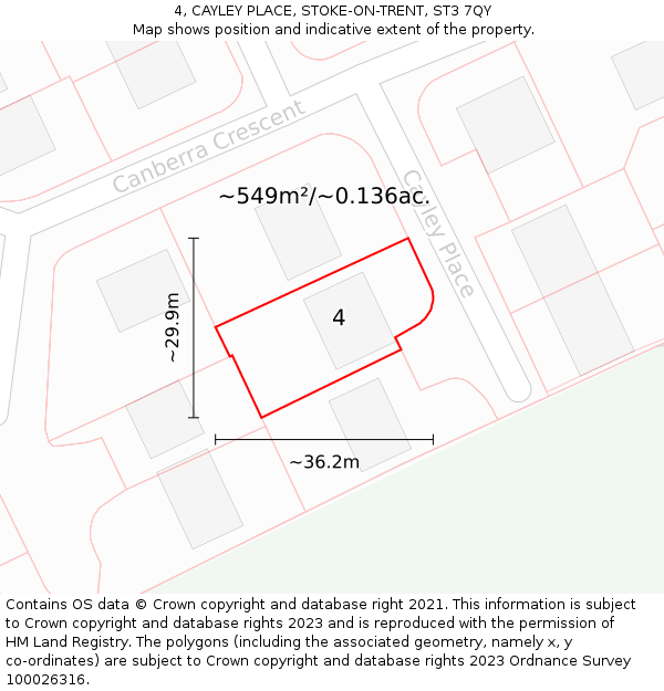 4, CAYLEY PLACE, STOKE-ON-TRENT, ST3 7QY: Plot and title map