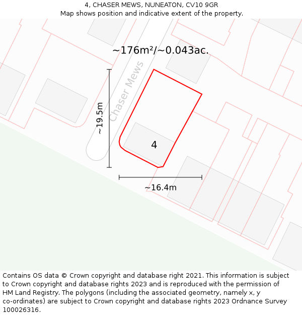 4, CHASER MEWS, NUNEATON, CV10 9GR: Plot and title map