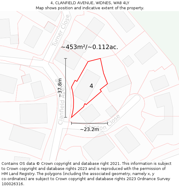 4, CLANFIELD AVENUE, WIDNES, WA8 4LY: Plot and title map