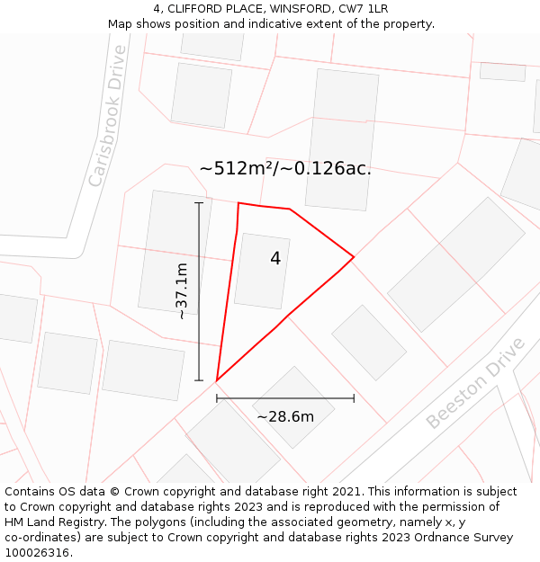 4, CLIFFORD PLACE, WINSFORD, CW7 1LR: Plot and title map