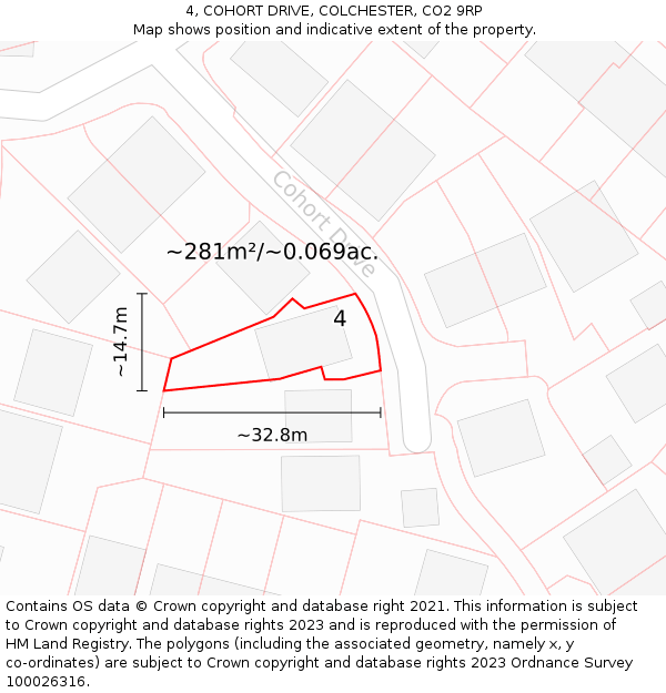 4, COHORT DRIVE, COLCHESTER, CO2 9RP: Plot and title map
