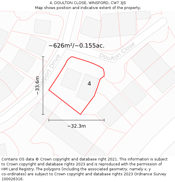 4, DOULTON CLOSE, WINSFORD, CW7 3JS: Plot and title map