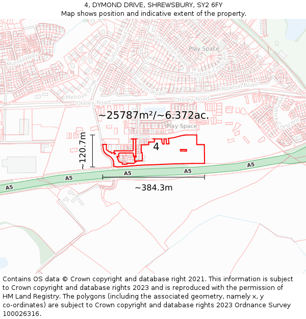 4, DYMOND DRIVE, SHREWSBURY, SY2 6FY: Plot and title map