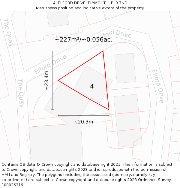 4, ELFORD DRIVE, PLYMOUTH, PL9 7ND: Plot and title map