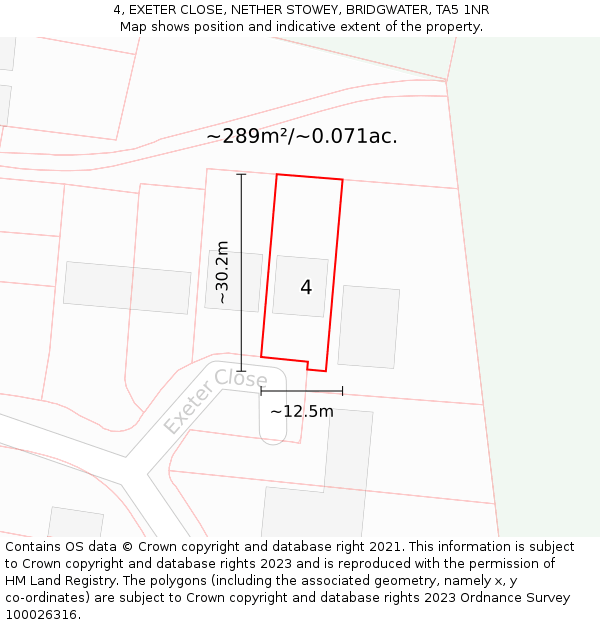 4, EXETER CLOSE, NETHER STOWEY, BRIDGWATER, TA5 1NR: Plot and title map