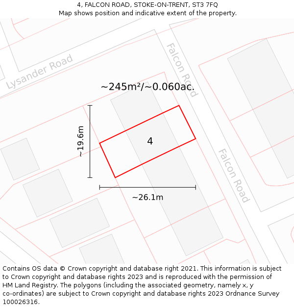 4, FALCON ROAD, STOKE-ON-TRENT, ST3 7FQ: Plot and title map