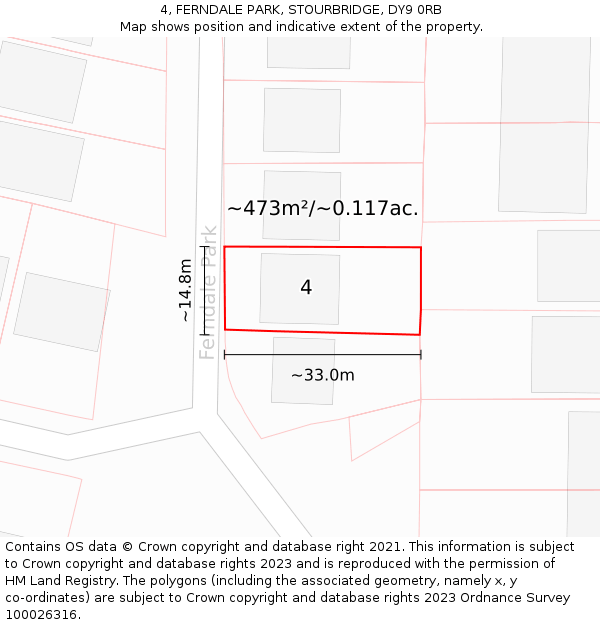 4, FERNDALE PARK, STOURBRIDGE, DY9 0RB: Plot and title map