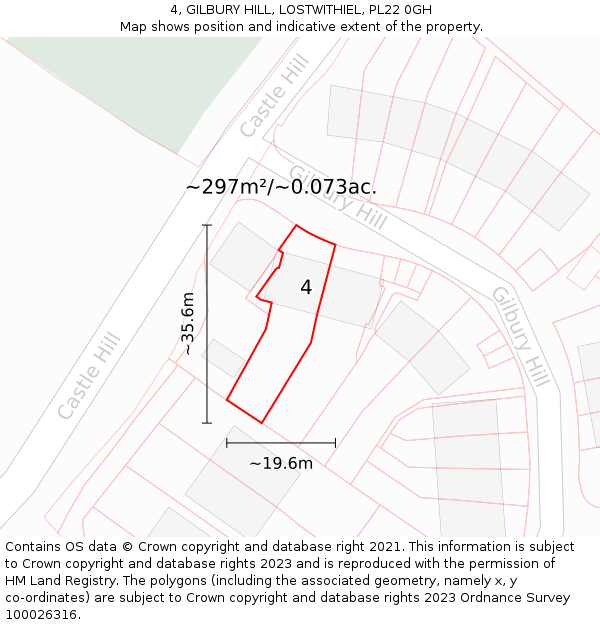 4, GILBURY HILL, LOSTWITHIEL, PL22 0GH: Plot and title map