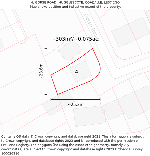 4, GORSE ROAD, HUGGLESCOTE, COALVILLE, LE67 2GQ: Plot and title map