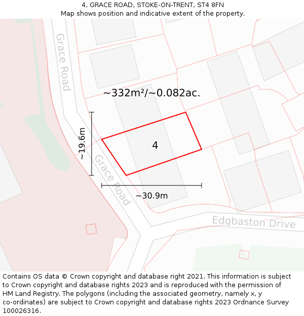 4, GRACE ROAD, STOKE-ON-TRENT, ST4 8FN: Plot and title map