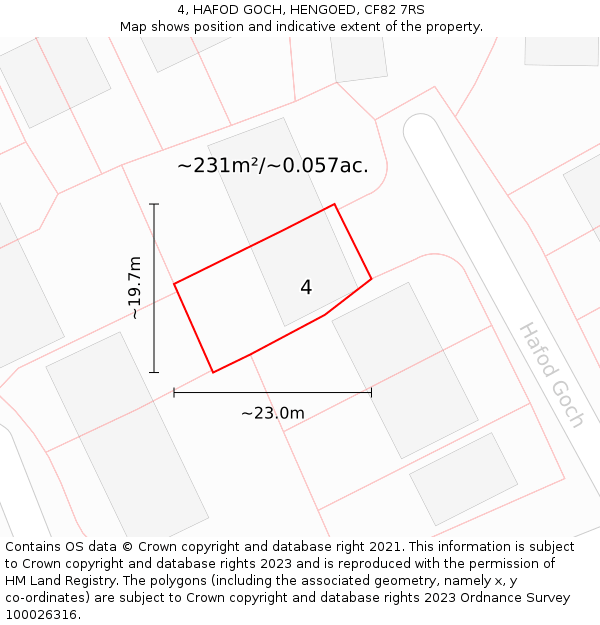 4, HAFOD GOCH, HENGOED, CF82 7RS: Plot and title map