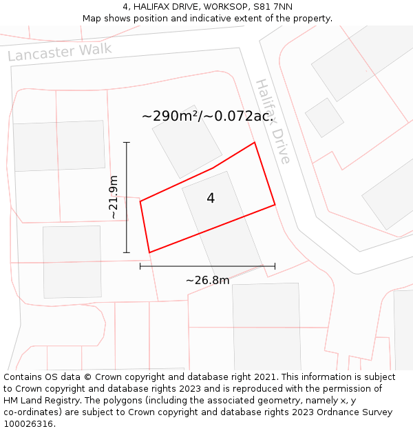 4, HALIFAX DRIVE, WORKSOP, S81 7NN: Plot and title map