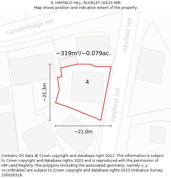 4, HAYFIELD HILL, RUGELEY, WS15 4RR: Plot and title map