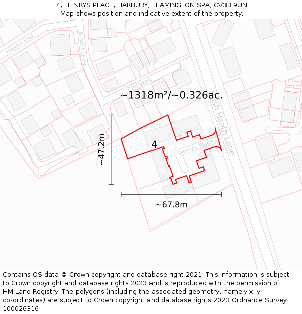 4, HENRYS PLACE, HARBURY, LEAMINGTON SPA, CV33 9UN: Plot and title map