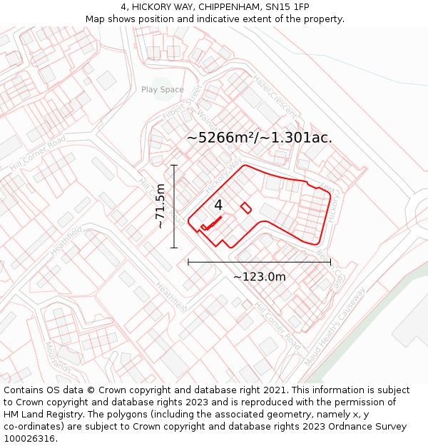 4, HICKORY WAY, CHIPPENHAM, SN15 1FP: Plot and title map