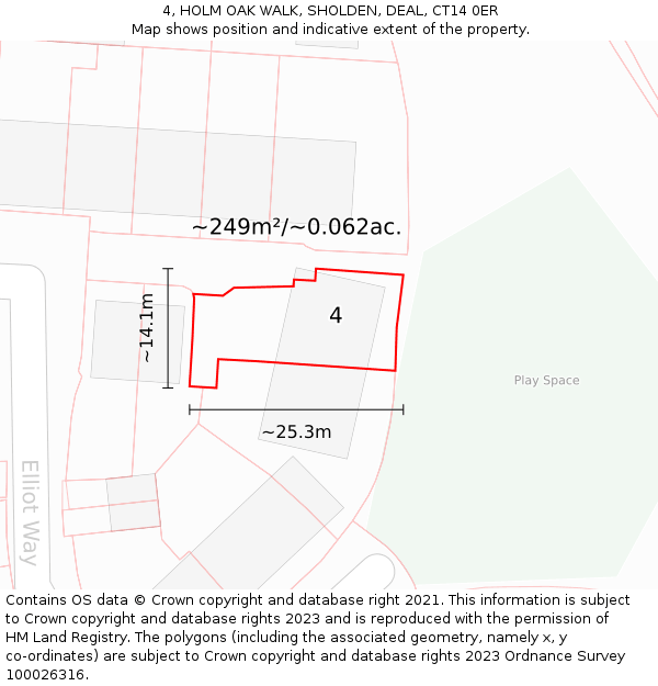 4, HOLM OAK WALK, SHOLDEN, DEAL, CT14 0ER: Plot and title map