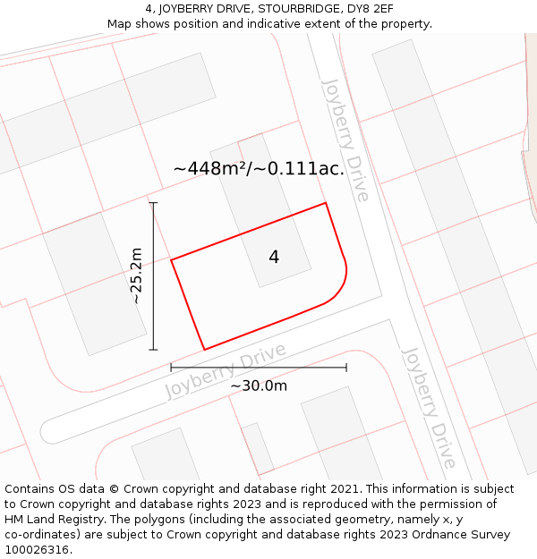 4, JOYBERRY DRIVE, STOURBRIDGE, DY8 2EF: Plot and title map