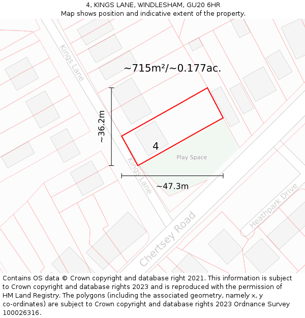 4, KINGS LANE, WINDLESHAM, GU20 6HR: Plot and title map