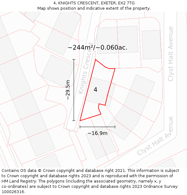 4, KNIGHTS CRESCENT, EXETER, EX2 7TG: Plot and title map