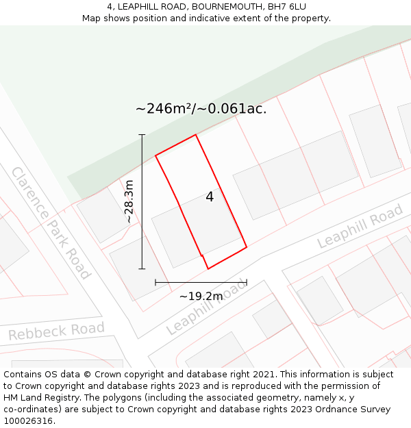 4, LEAPHILL ROAD, BOURNEMOUTH, BH7 6LU: Plot and title map