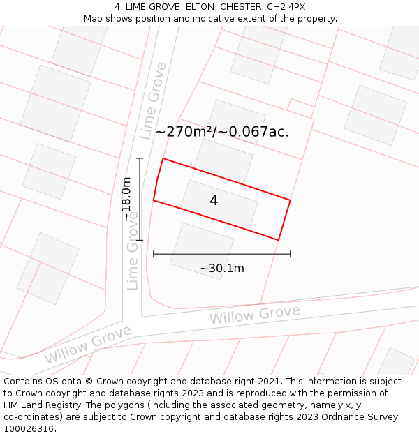 4, LIME GROVE, ELTON, CHESTER, CH2 4PX: Plot and title map