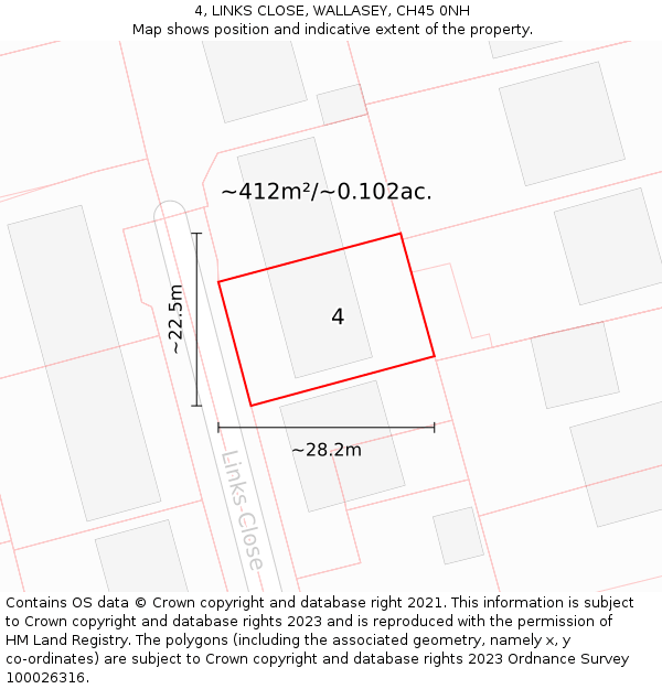 4, LINKS CLOSE, WALLASEY, CH45 0NH: Plot and title map