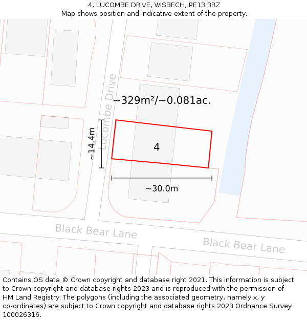 4, LUCOMBE DRIVE, WISBECH, PE13 3RZ: Plot and title map