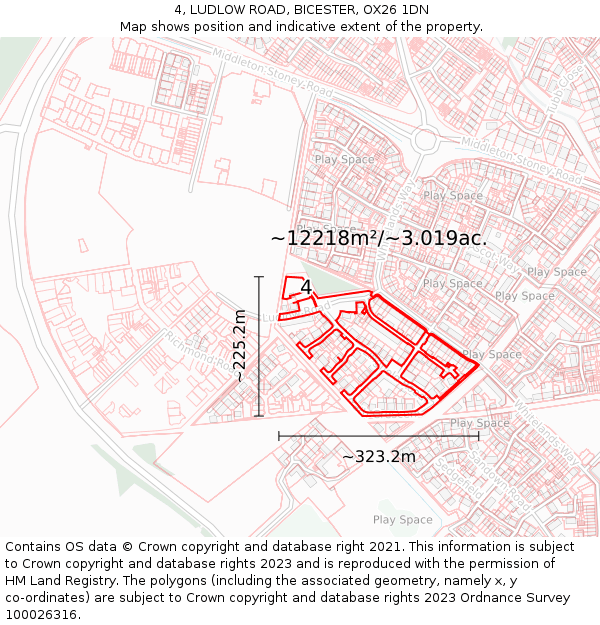 4, LUDLOW ROAD, BICESTER, OX26 1DN: Plot and title map