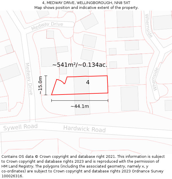 4, MEDWAY DRIVE, WELLINGBOROUGH, NN8 5XT: Plot and title map