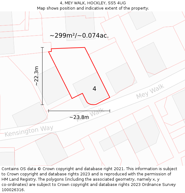 4, MEY WALK, HOCKLEY, SS5 4UG: Plot and title map