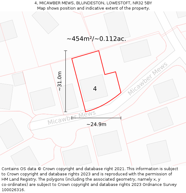 4, MICAWBER MEWS, BLUNDESTON, LOWESTOFT, NR32 5BY: Plot and title map