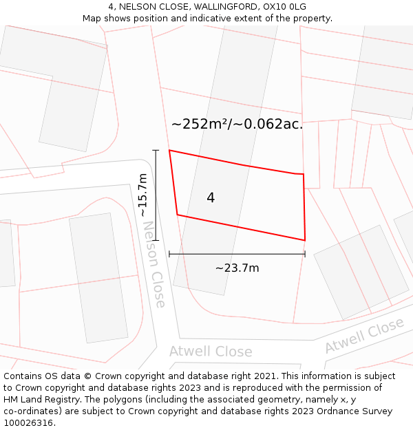 4, NELSON CLOSE, WALLINGFORD, OX10 0LG: Plot and title map