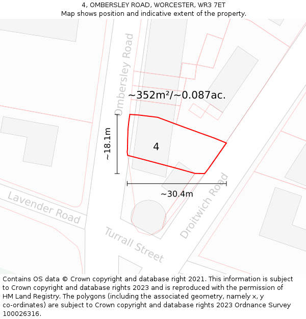 4, OMBERSLEY ROAD, WORCESTER, WR3 7ET: Plot and title map