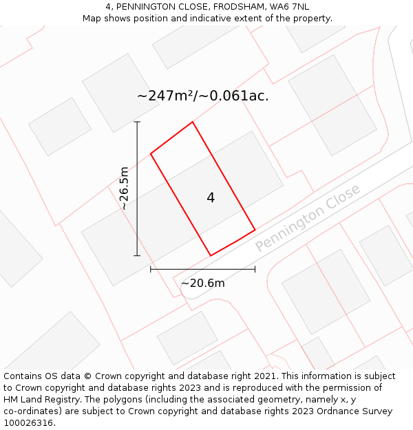 4, PENNINGTON CLOSE, FRODSHAM, WA6 7NL: Plot and title map