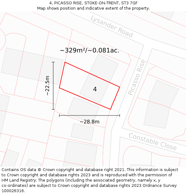 4, PICASSO RISE, STOKE-ON-TRENT, ST3 7GF: Plot and title map