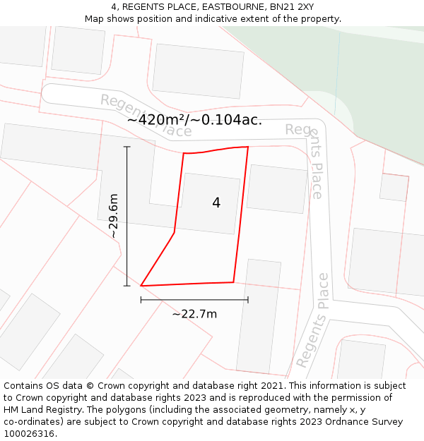 4, REGENTS PLACE, EASTBOURNE, BN21 2XY: Plot and title map