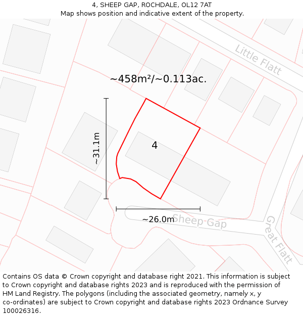 4, SHEEP GAP, ROCHDALE, OL12 7AT: Plot and title map