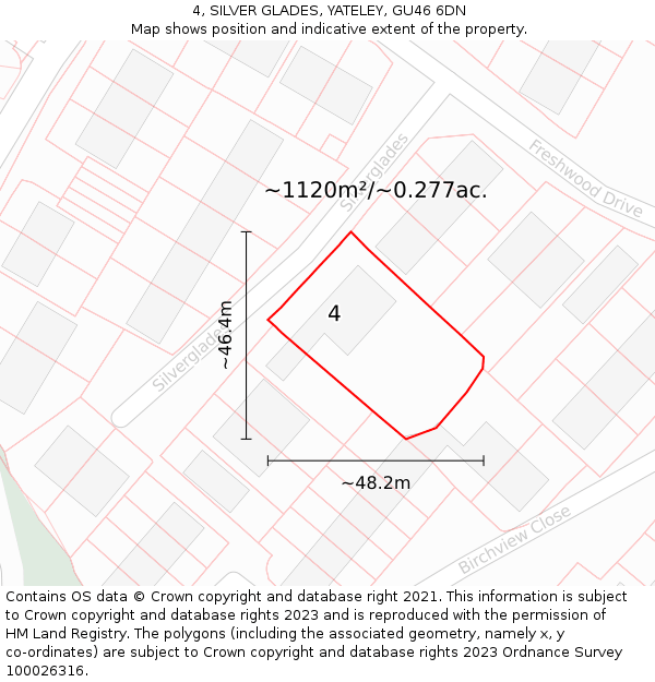 4, SILVER GLADES, YATELEY, GU46 6DN: Plot and title map