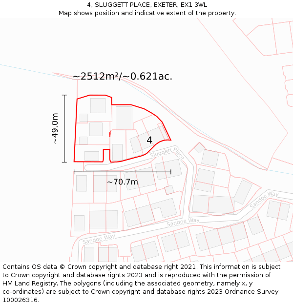4, SLUGGETT PLACE, EXETER, EX1 3WL: Plot and title map