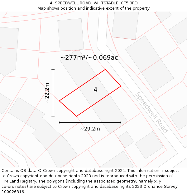 4, SPEEDWELL ROAD, WHITSTABLE, CT5 3RD: Plot and title map
